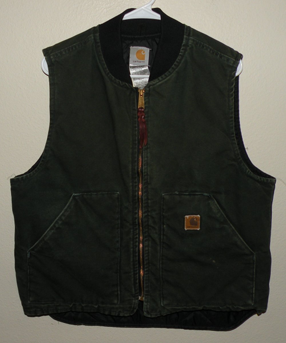 Vtg ‘04 Carhartt V02 SPC Men’s Large Insulated Canvas Sandstone Duck Vest Green